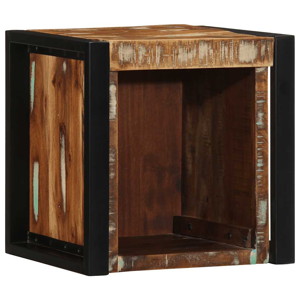 Mesa de cabeceira multicor 40x35x40cm madeira maciça recuperada