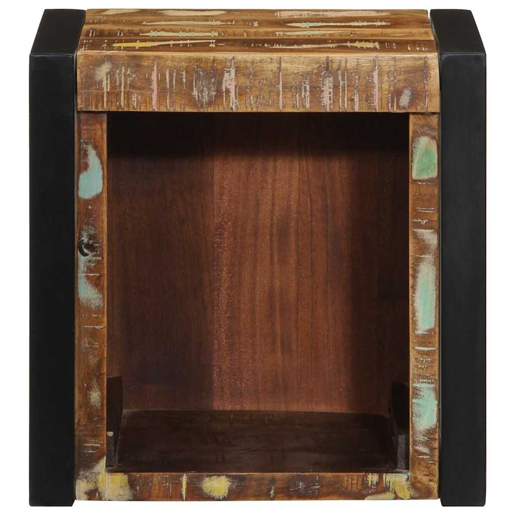 Mesa de cabeceira multicor 40x35x40cm madeira maciça recuperada
