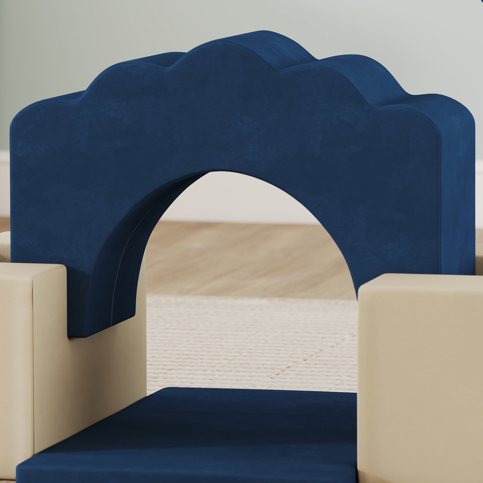 Conjunto de 7 blocos de espuma para crianças com base antiderrapante 0,5-3 anos azul escuro