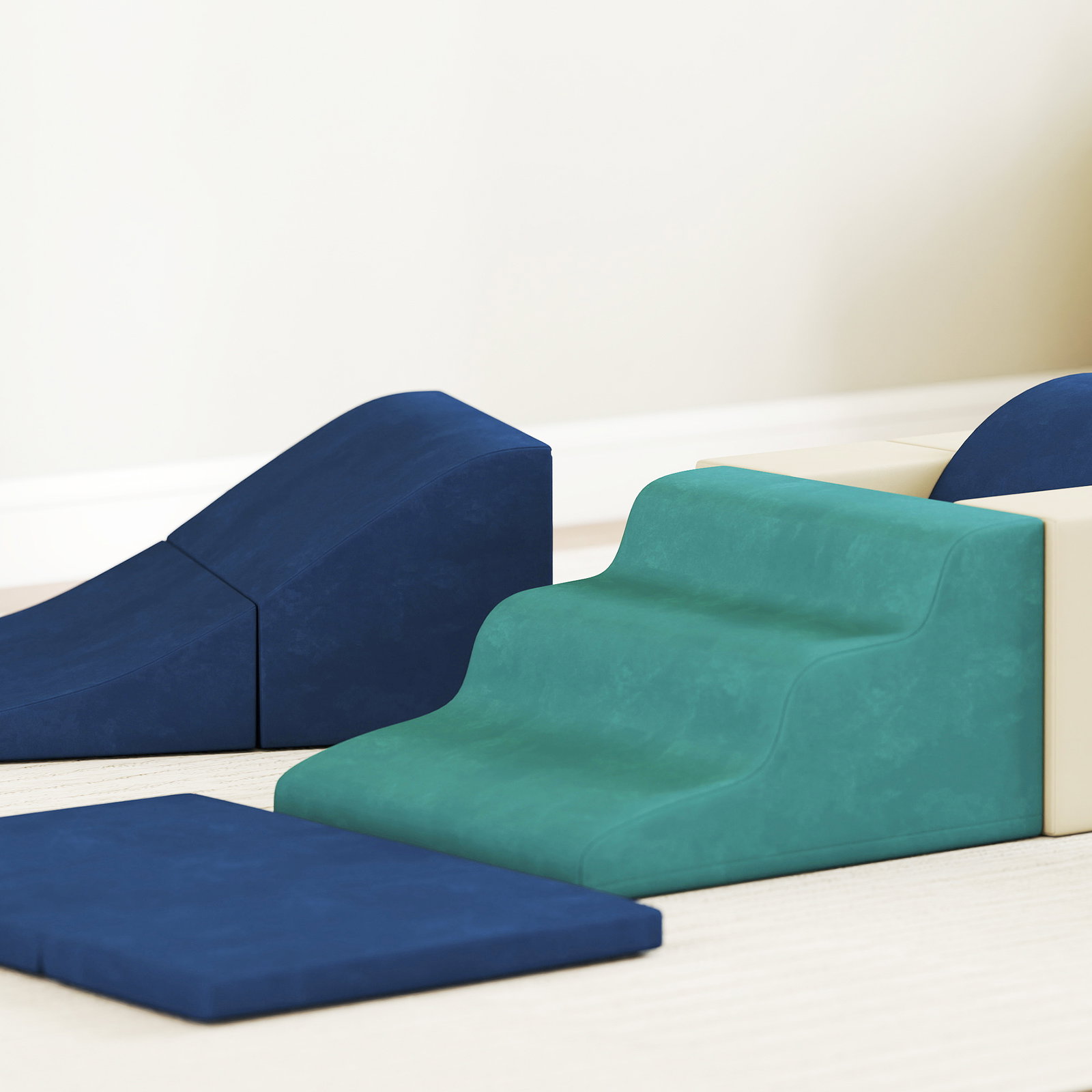 Conjunto de 7 blocos de espuma para crianças com base antiderrapante 0,5-3 anos azul escuro