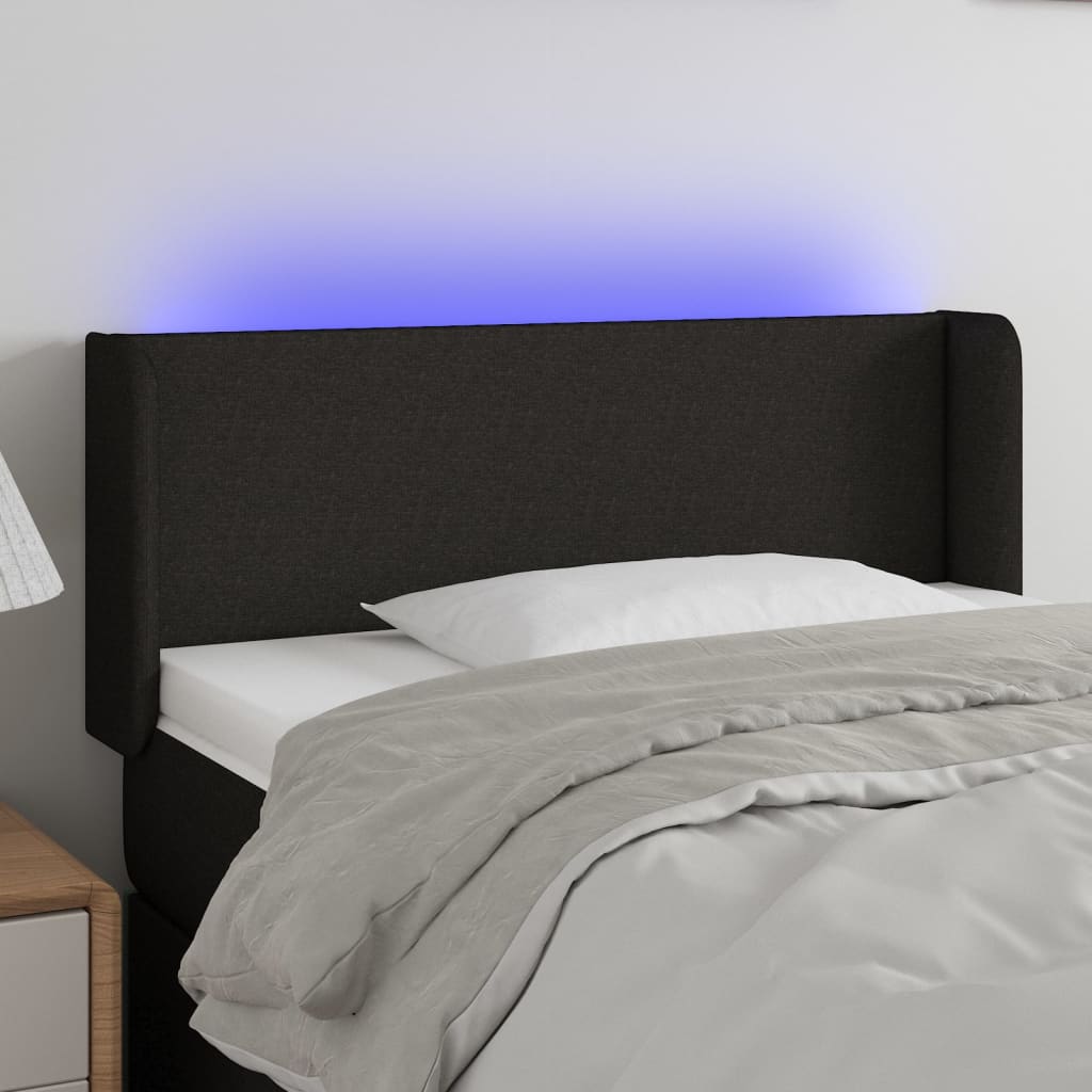 Cabeceira de cama c/ luzes LED tecido 83x16x78/88 cm preto