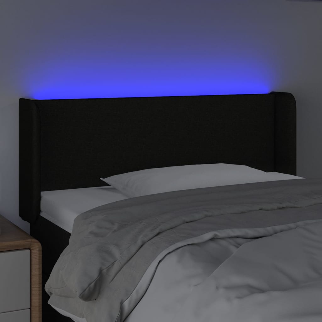 Cabeceira de cama c/ luzes LED tecido 83x16x78/88 cm preto