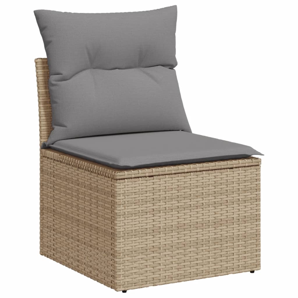 9 Pcs conjunto de sofás p/ jardim com almofadões vime PE bege
