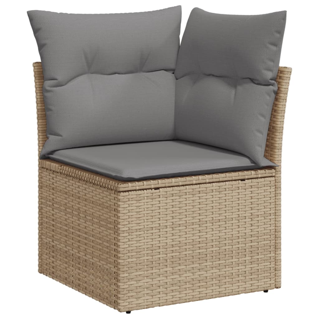 9 Pcs conjunto de sofás p/ jardim com almofadões vime PE bege