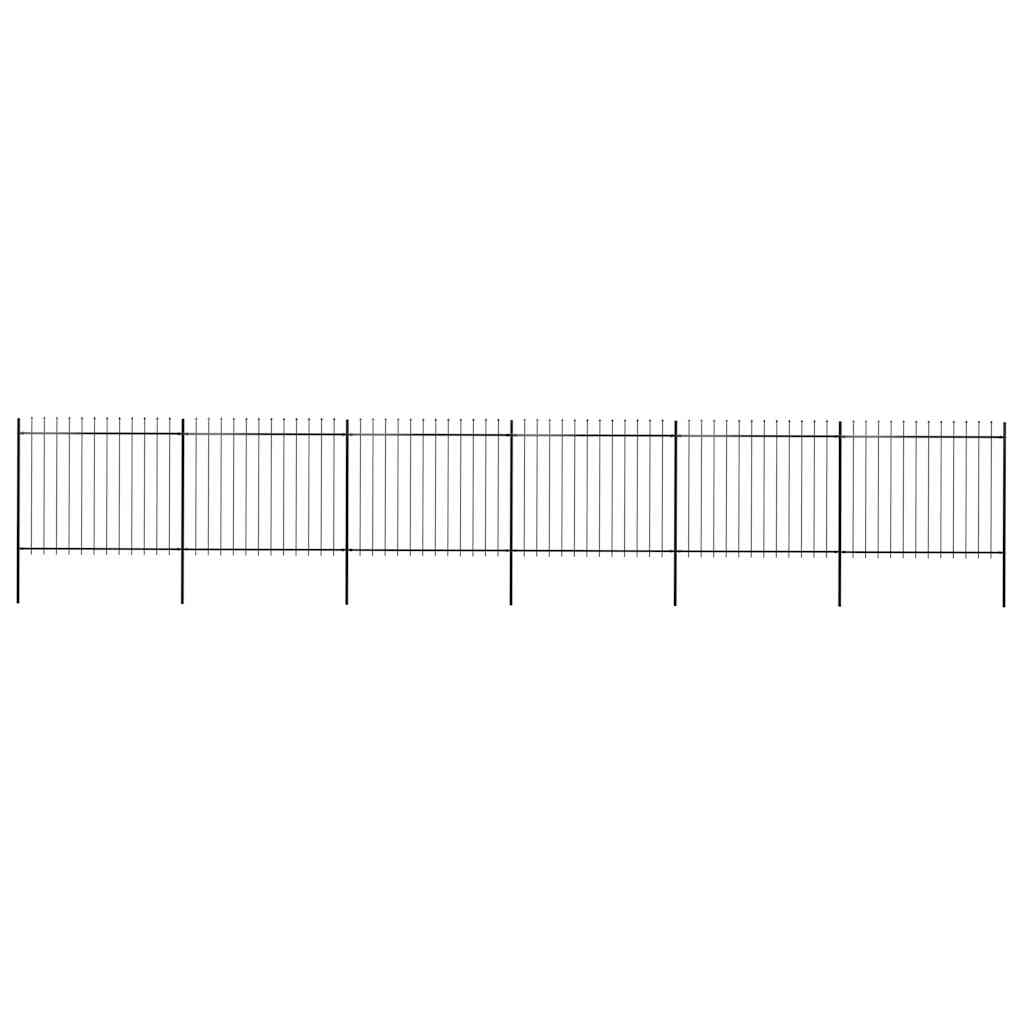 Cerca de jardim com topo em forma de lança em aço 1005x150 cm, preta