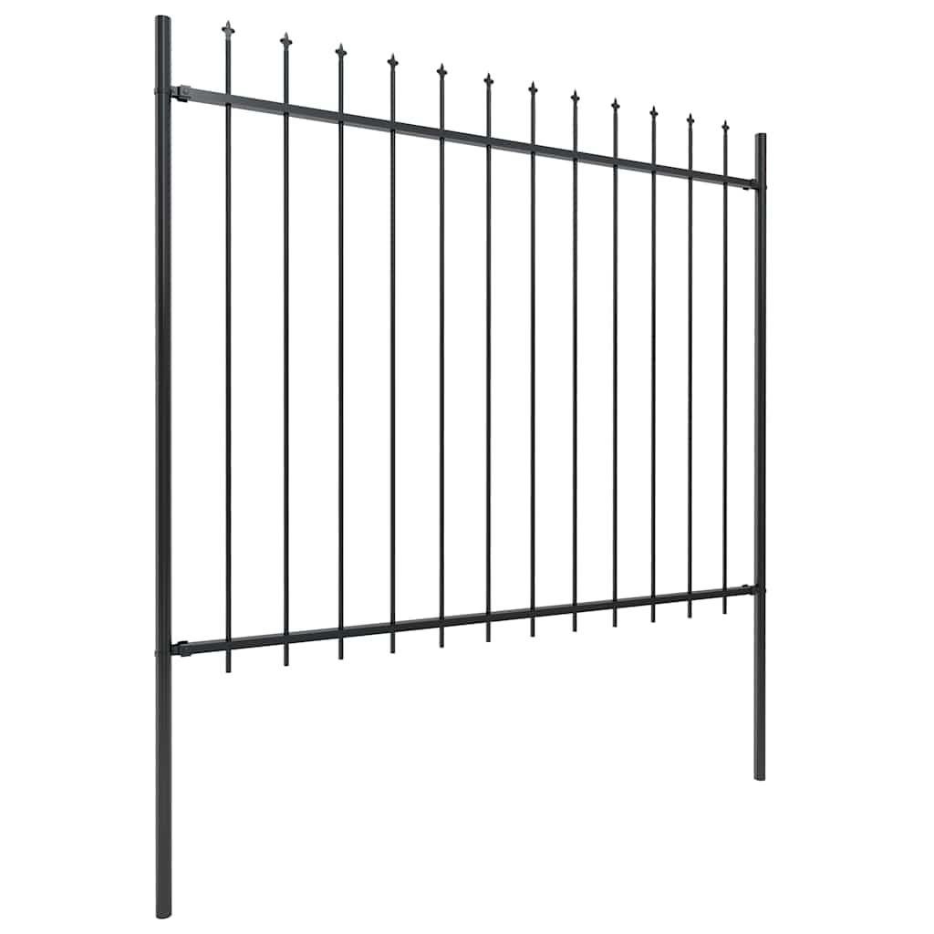 Cerca de jardim com topo em forma de lança em aço 1005x150 cm, preta