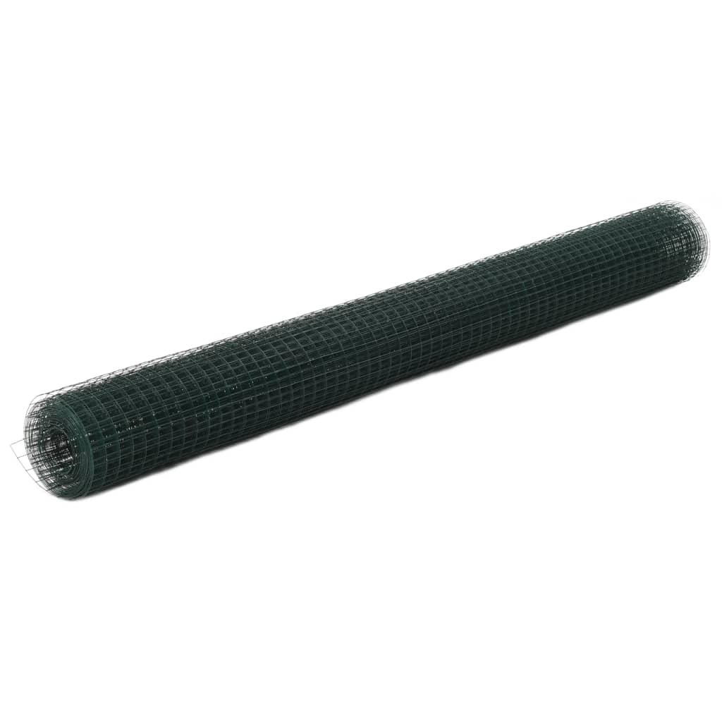 Cerca arame galinheiro 25x1,5 m aço c/ revestimento PVC verde