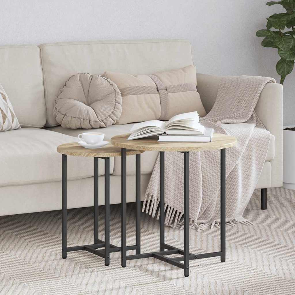 Conjunto de mesas de apoio 2 unid. carvalho sonoma e preto