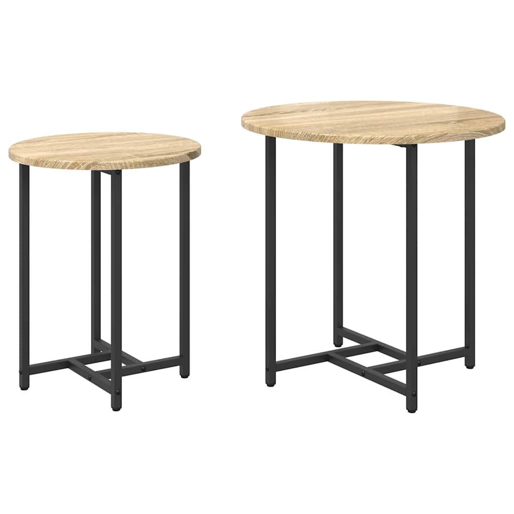Conjunto de mesas de apoio 2 unid. carvalho sonoma e preto