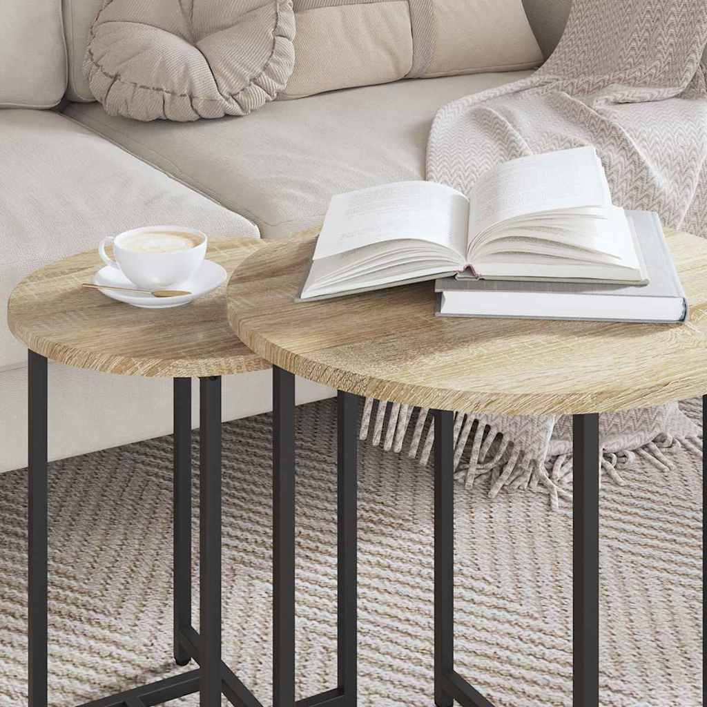 Conjunto de mesas de apoio 2 unid. carvalho sonoma e preto