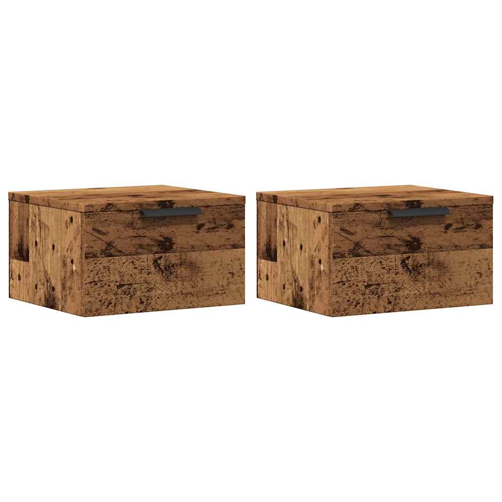 Mesas de cabeceira de parede 2 pcs 34x30x20cm cor madeira velha