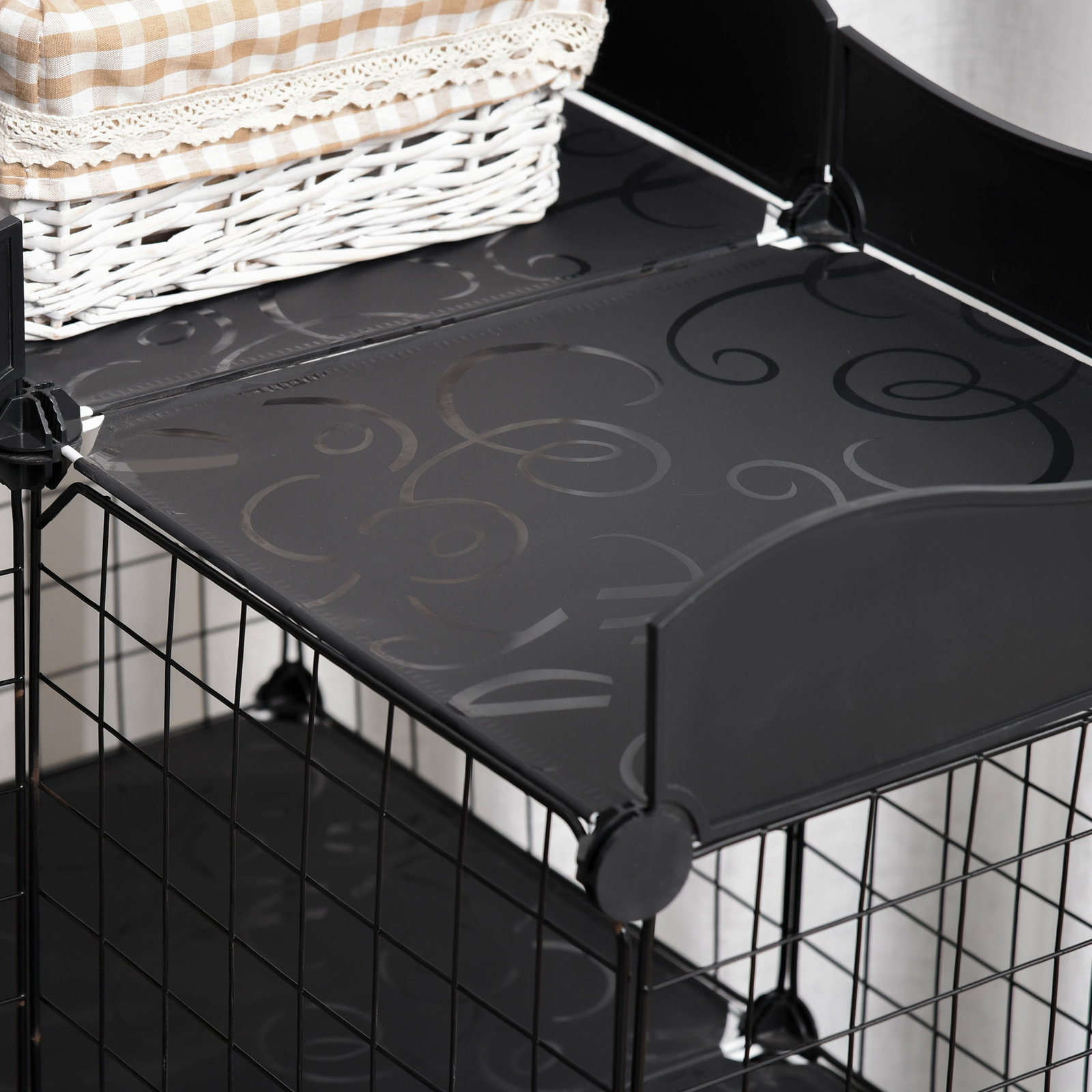 Recinto para pequenos animais com forma personalizável para coelhos porquinho da india 105x70x116 cm preto