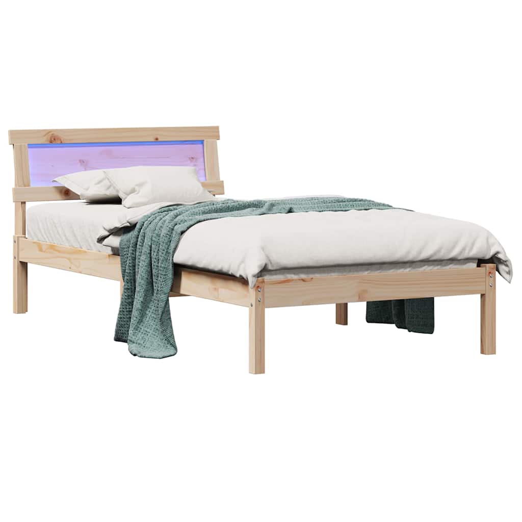 Estrutura da cama com cabeceira castanho 80 x 200 cm