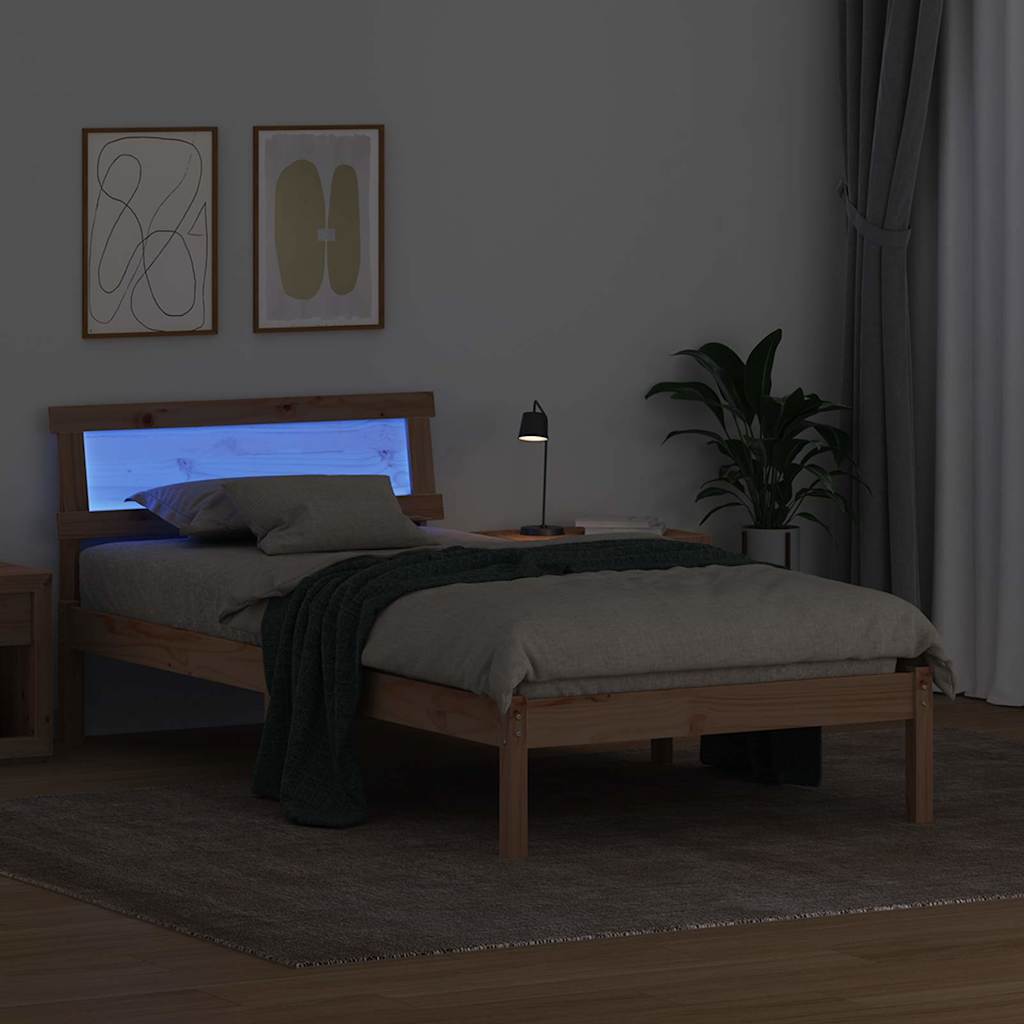Estrutura da cama com cabeceira castanho 80 x 200 cm