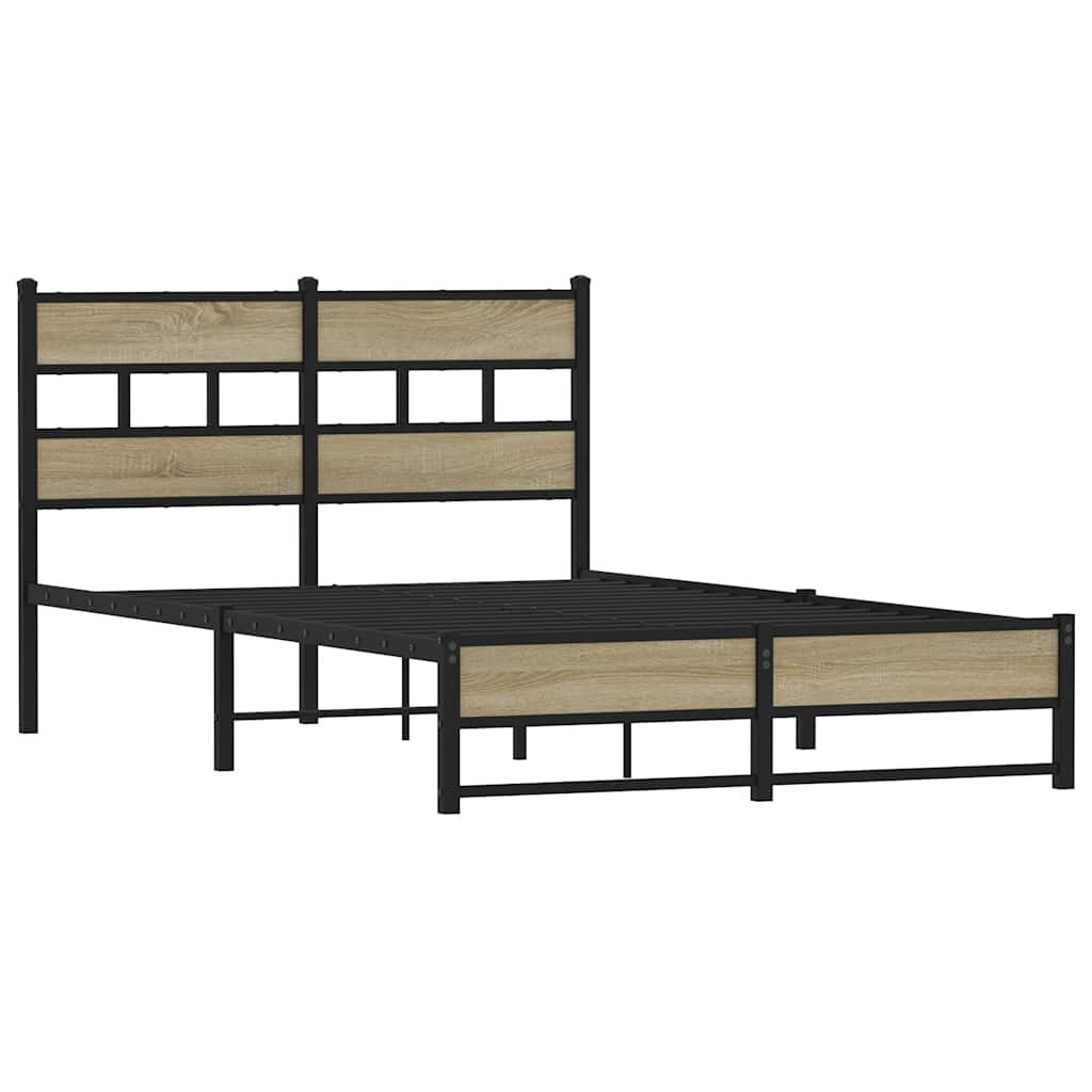 Estrutura de cama sem colchão 120x200 cm metal carvalho sonoma