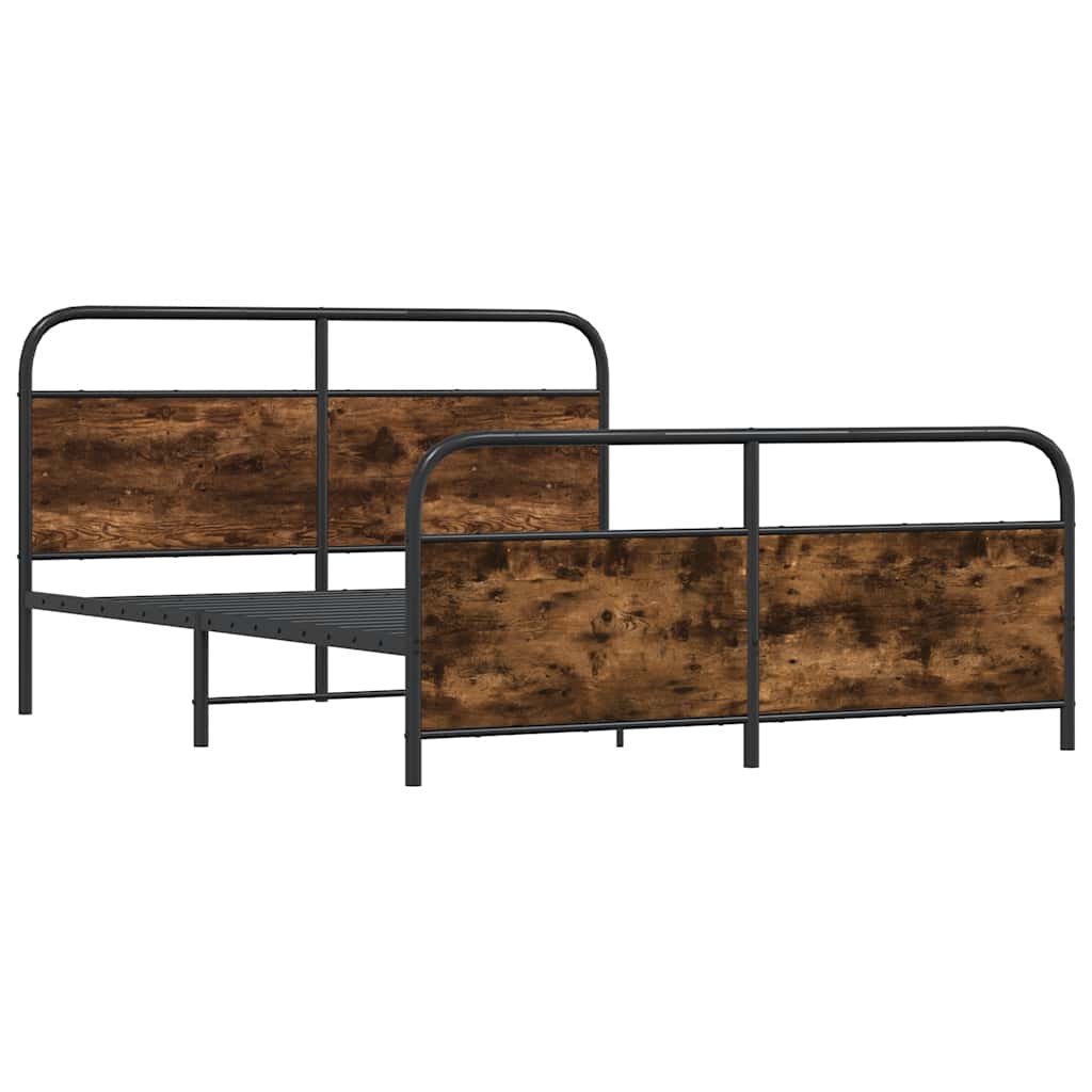 Estrutura de cama sem colchão 180x200cm metal carvalho fumado