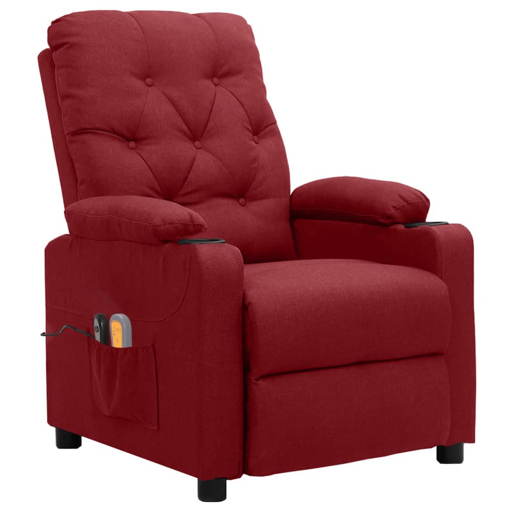 Poltrona de massagens elétrica reclinável tecido vermelho tinto