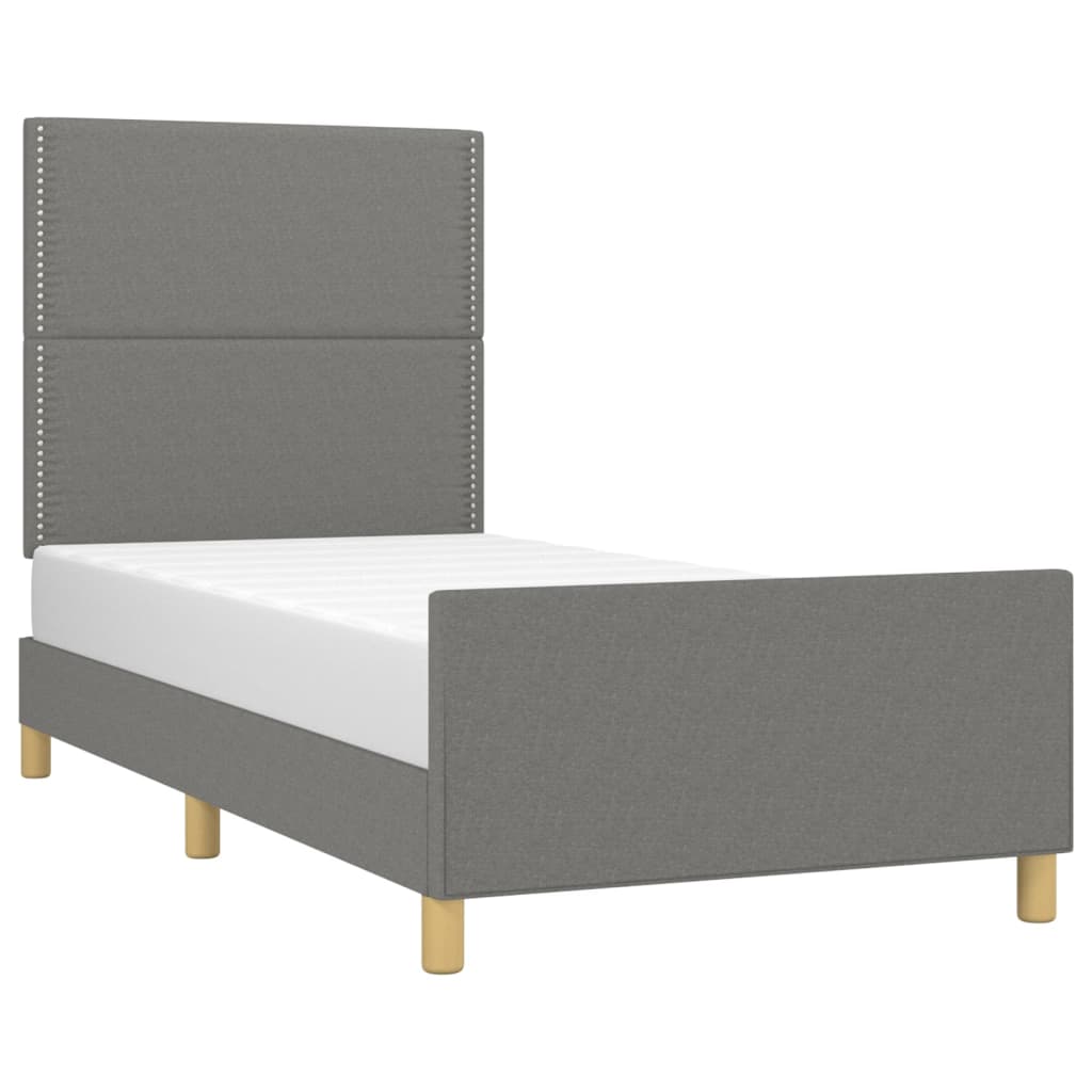 Estrutura de cama sem colchão 100x200 cm tecido cinzento-escuro