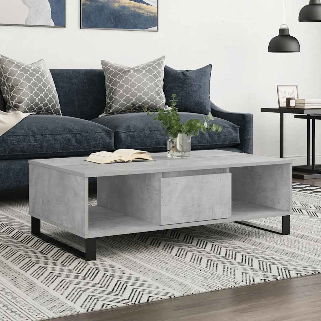 Mesa de centro 104x60x35 cm derivados madeira cinzento cimento