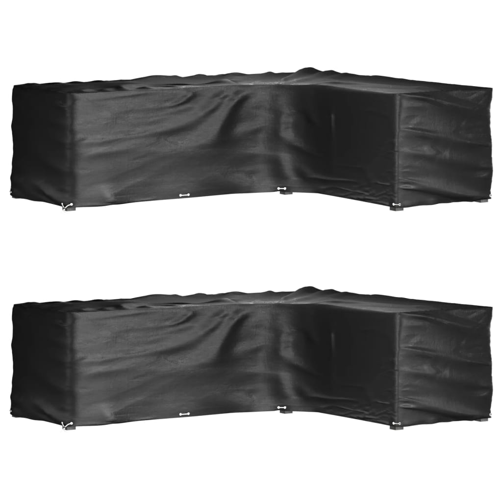 Capas p/ mobília jardim forma de l 2 pcs 18 ilhós 285x220x80 cm