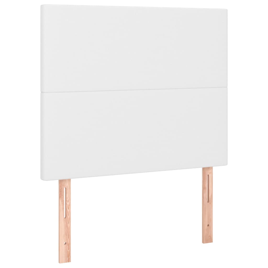 Cabeceira cama c/ LED couro artificial 90x5x118/128 cm branco