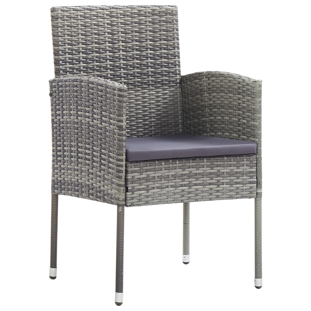 Cadeiras jardim c/ almofadões cinza escuro 2 pcs vime PE cinza