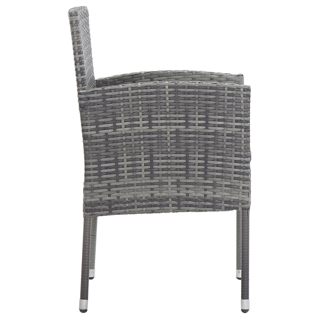 Cadeiras jardim c/ almofadões cinza escuro 2 pcs vime PE cinza