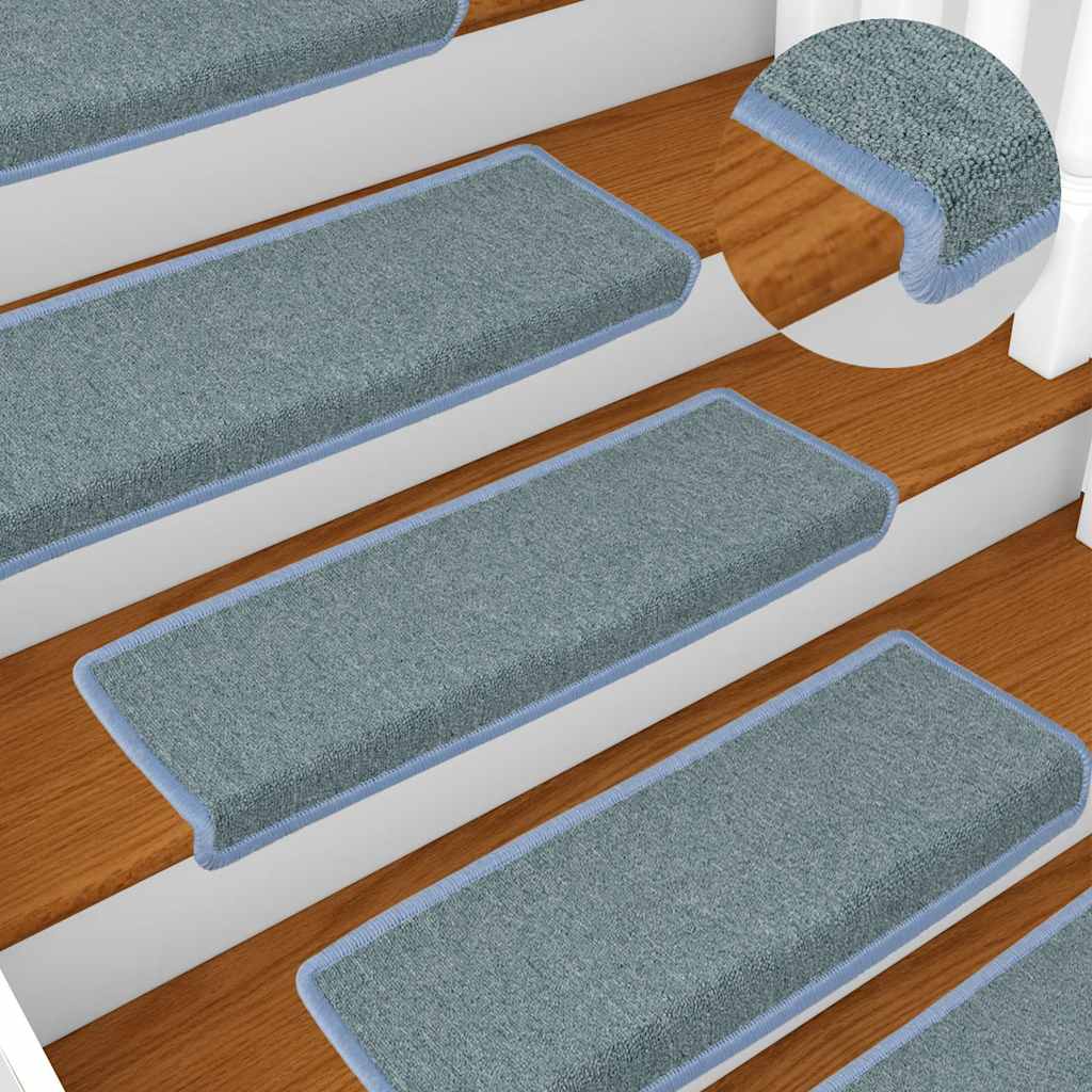 Tapetes de escada 30 peças 65x21x4 cm azul-marinho com borda retangular
