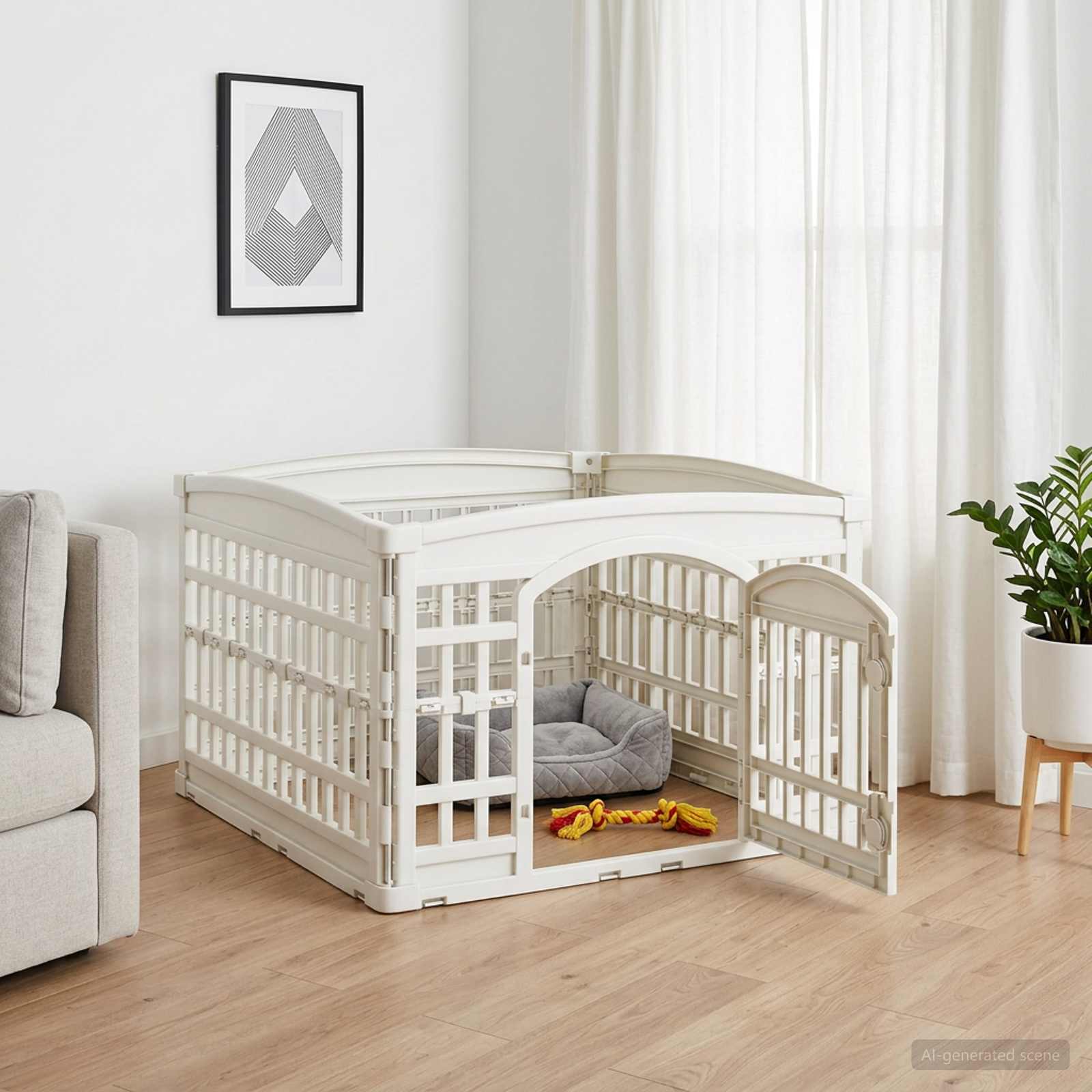 Cercado para cachorros com 4 painéis 88 x 88 x 56 cm plástico
