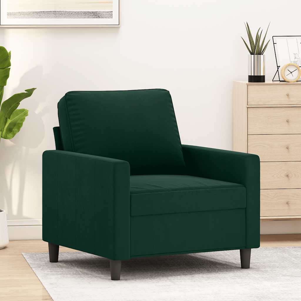Poltrona 60 cm veludo verde-escuro