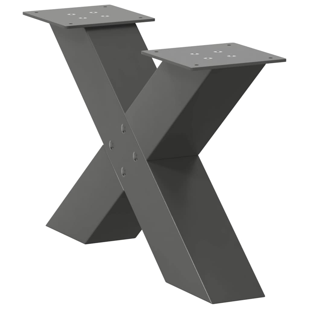 Pés para mesa de centro em formato de x, 2 peças, antracite, 60x(30-31) cm, aço