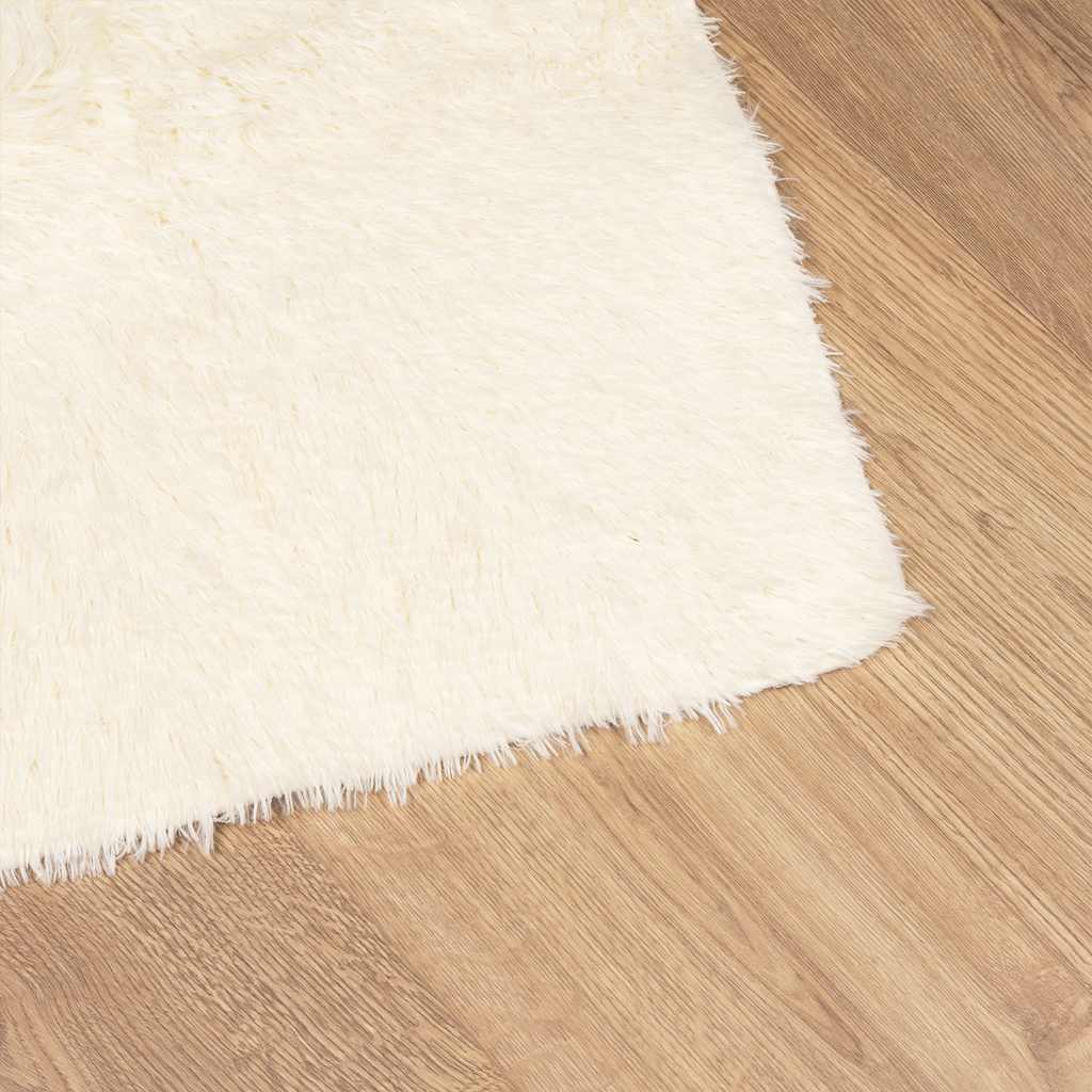 Tapete shaggy de pelo alto navarra 80x150 cm poliéster creme