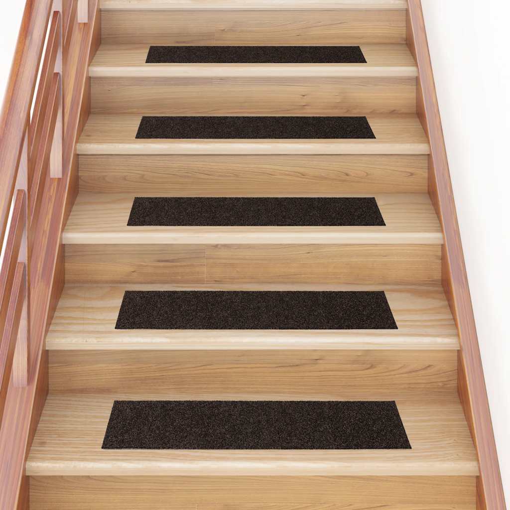 Tapetes de escada autoadesivos 30 peças 76x20 cm marrom escuro retangular
