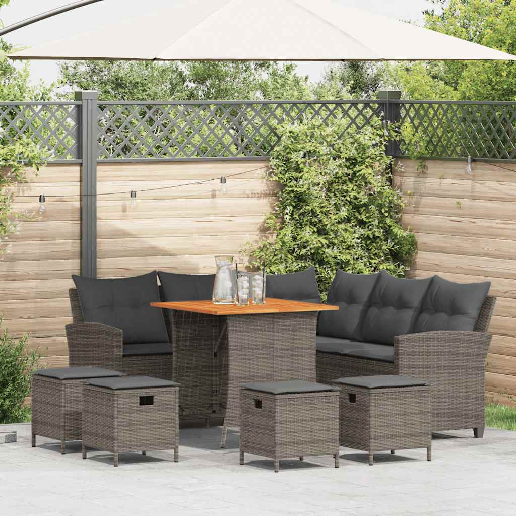 6 Pcs conjunto sofás de jardim com almofadões em l vime PE