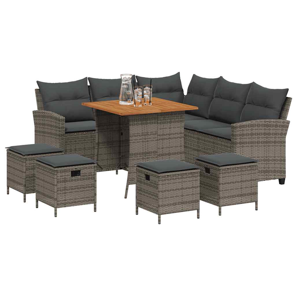 6 Pcs conjunto sofás de jardim com almofadões em l vime PE