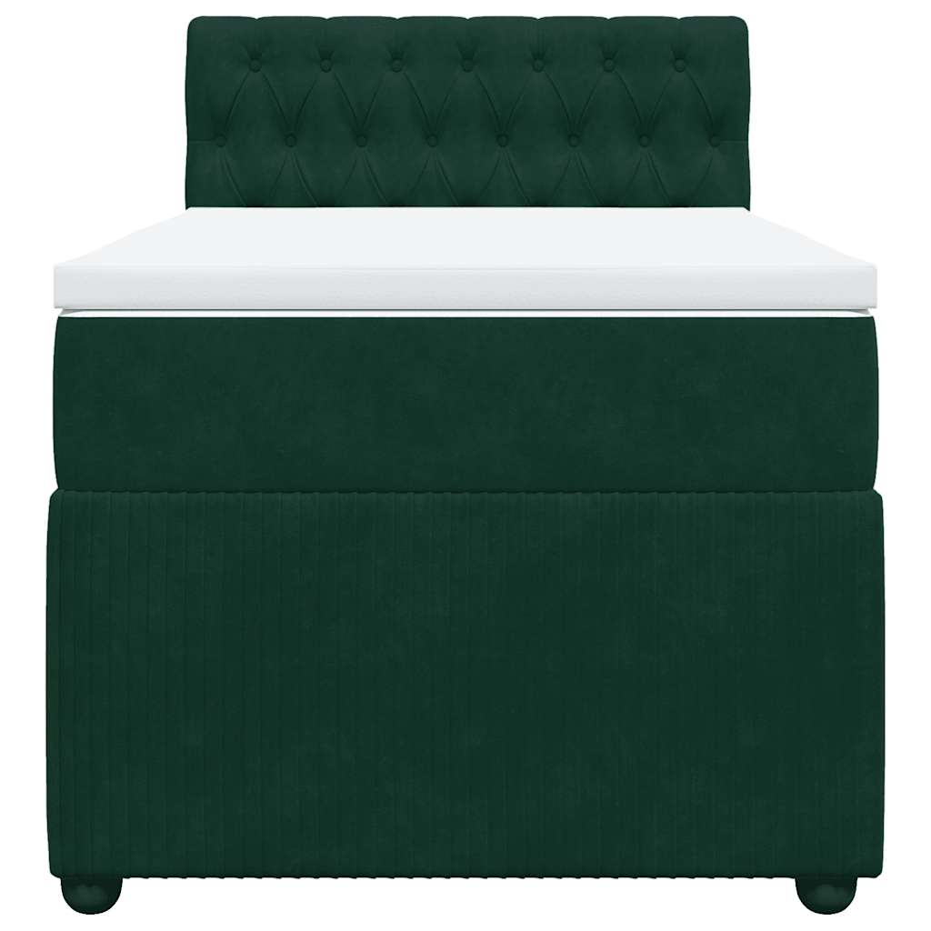 Cama com molas/colchão 100x200 cm veludo verde-escuro