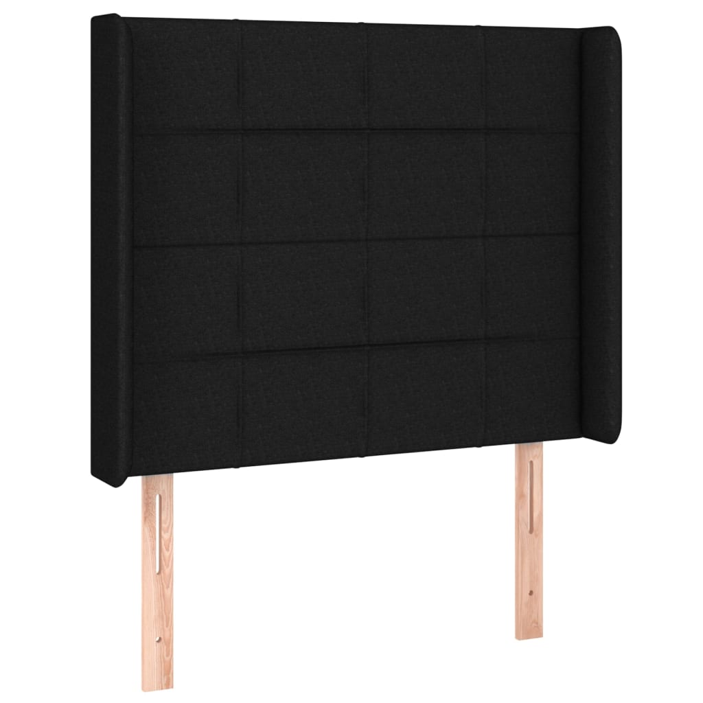 Cabeceira de cama c/ luzes LED tecido 103x16x118/128 cm preto