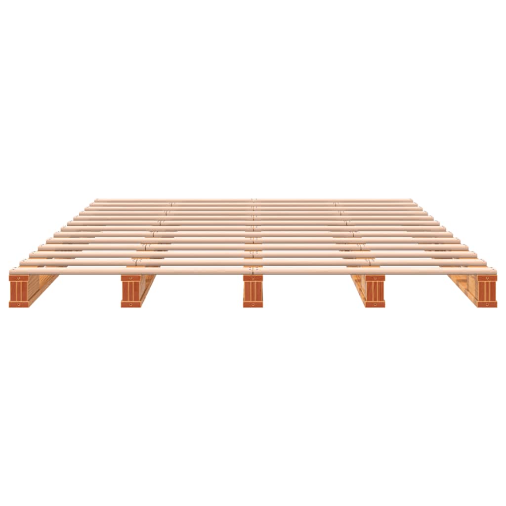 Cama de paletes 140x200 cm madeira pinho maciça castanho cera