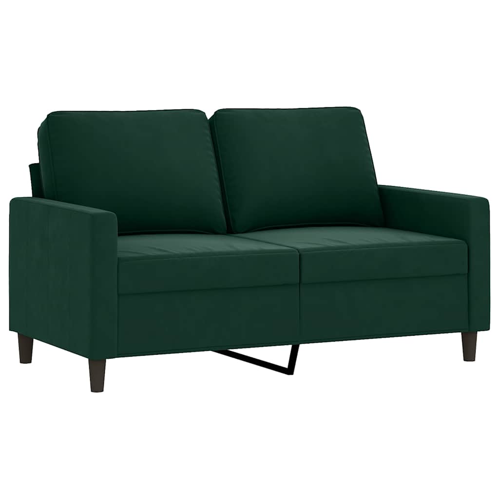 3 Pcs conjunto de sofás com almofadões veludo verde-escuro