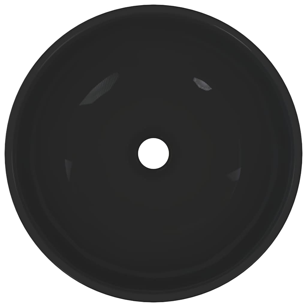 Lavatório preto brilhante ø28x10 cm cerâmica