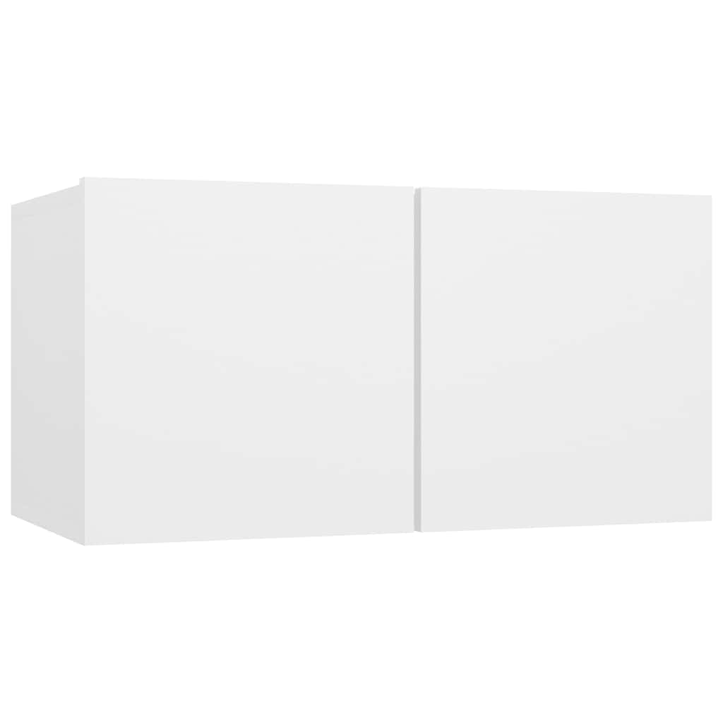 4 Pcs conjunto de móveis de TV derivados de madeira branco