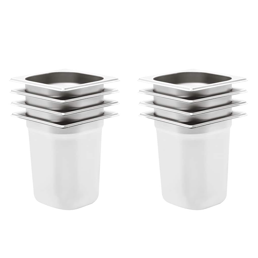 Recipientes gastronorm 8 pcs gn 1/6 200 mm aço inoxidável