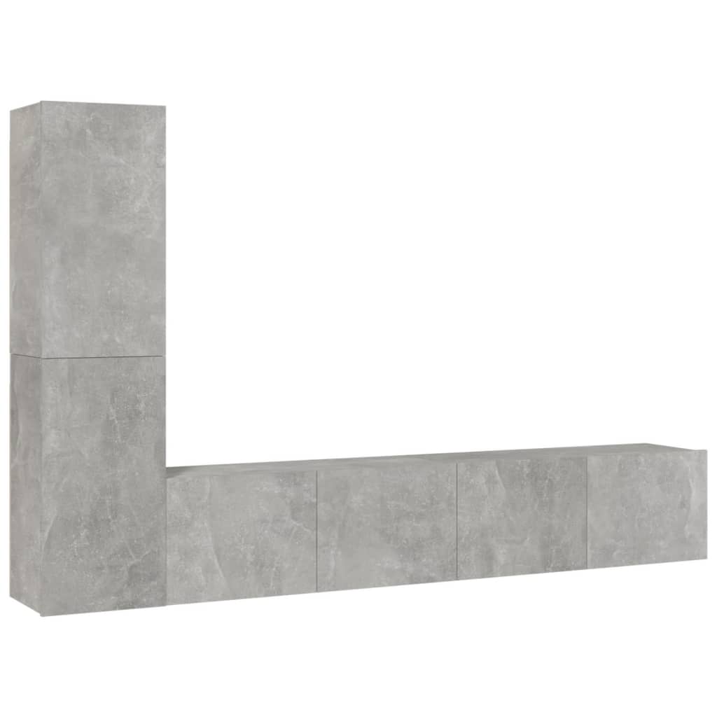 Conjunto móveis de TV 4 pcs madeira processada cinzento cimento