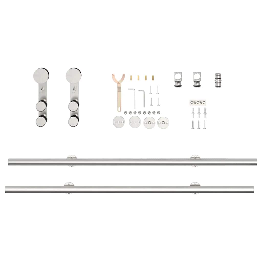 Kit ferragens p/ porta deslizante 200cm aço inoxidável prateado