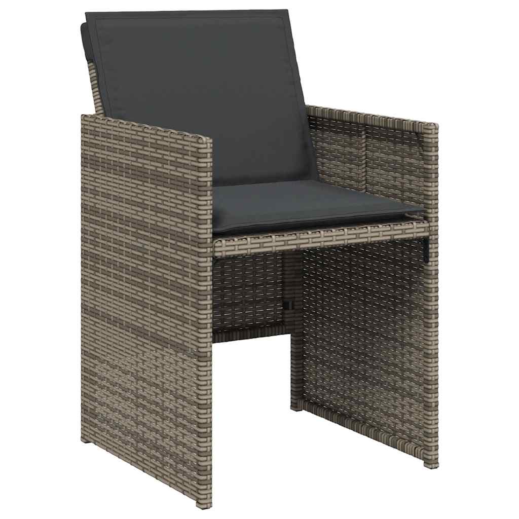 17 Pcs conj. de jantar p/ jardim c/ almofadões vime PE cinzento