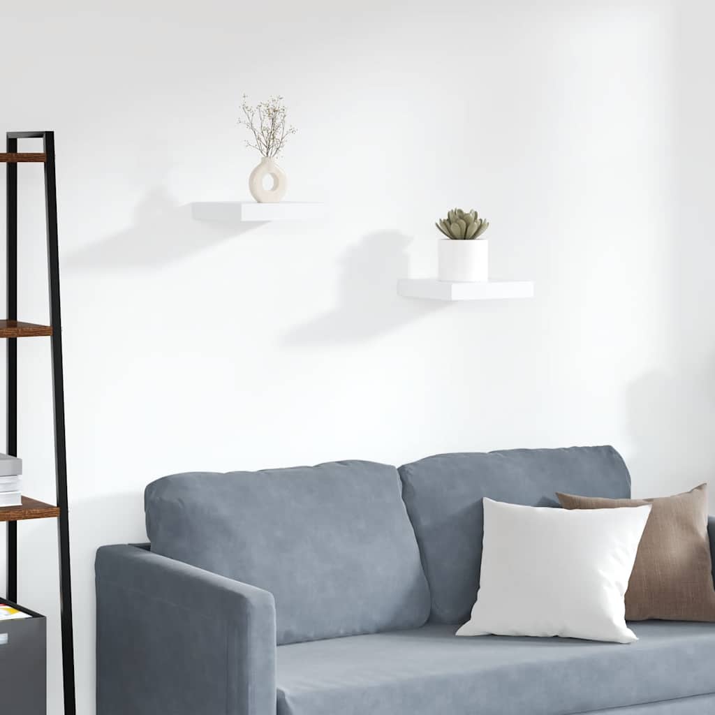 Prateleiras de parede suspensas 2 pcs 23x23,5x3,8cm MDF branco