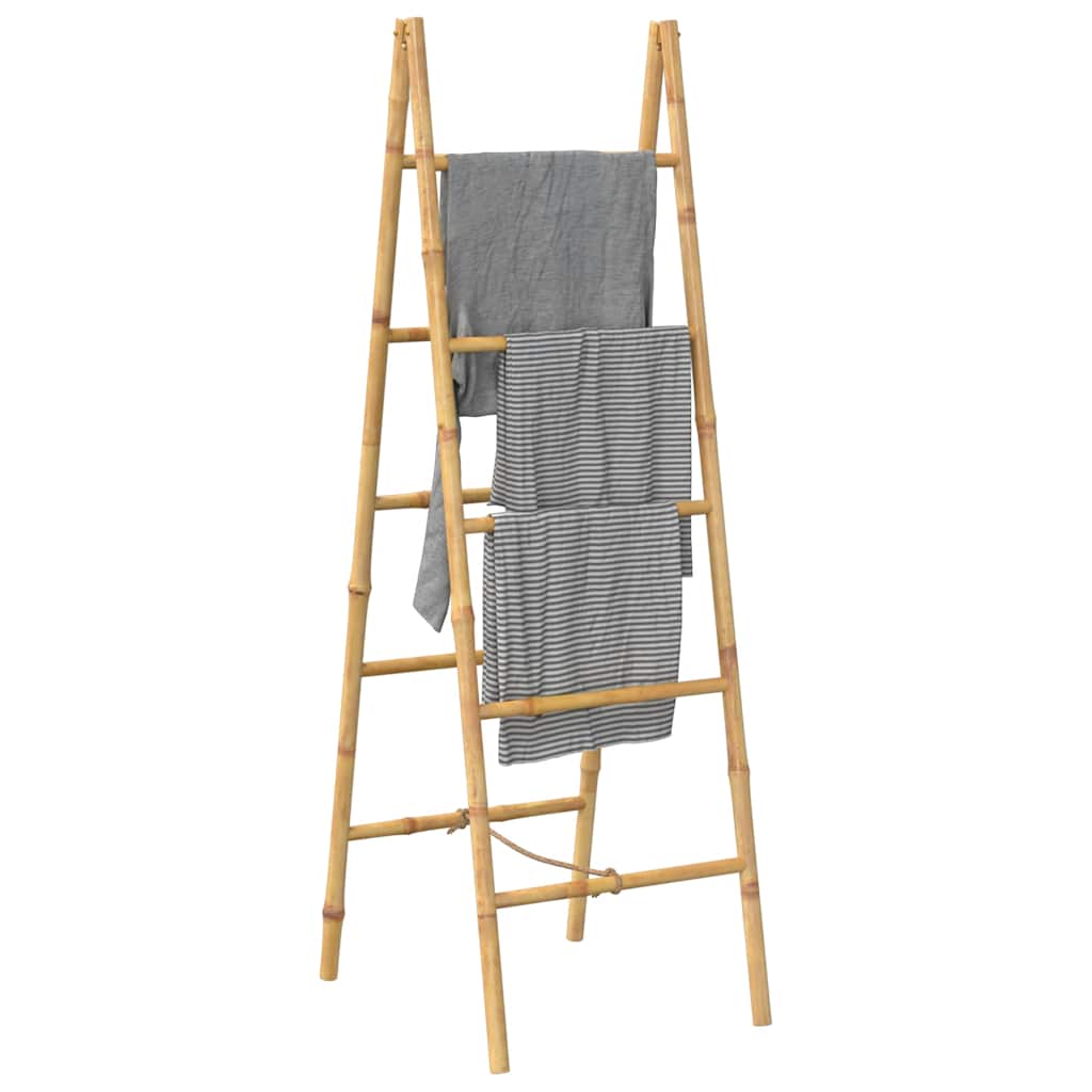 Escada toalheiro dupla com 5 degraus, bambu, 50x160 cm