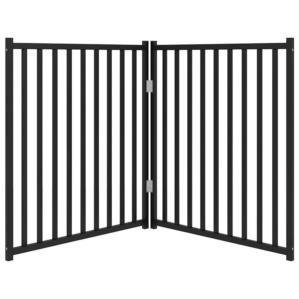 Portão p/ cães dobrável 2 painéis 160 cm abeto maciço preto
