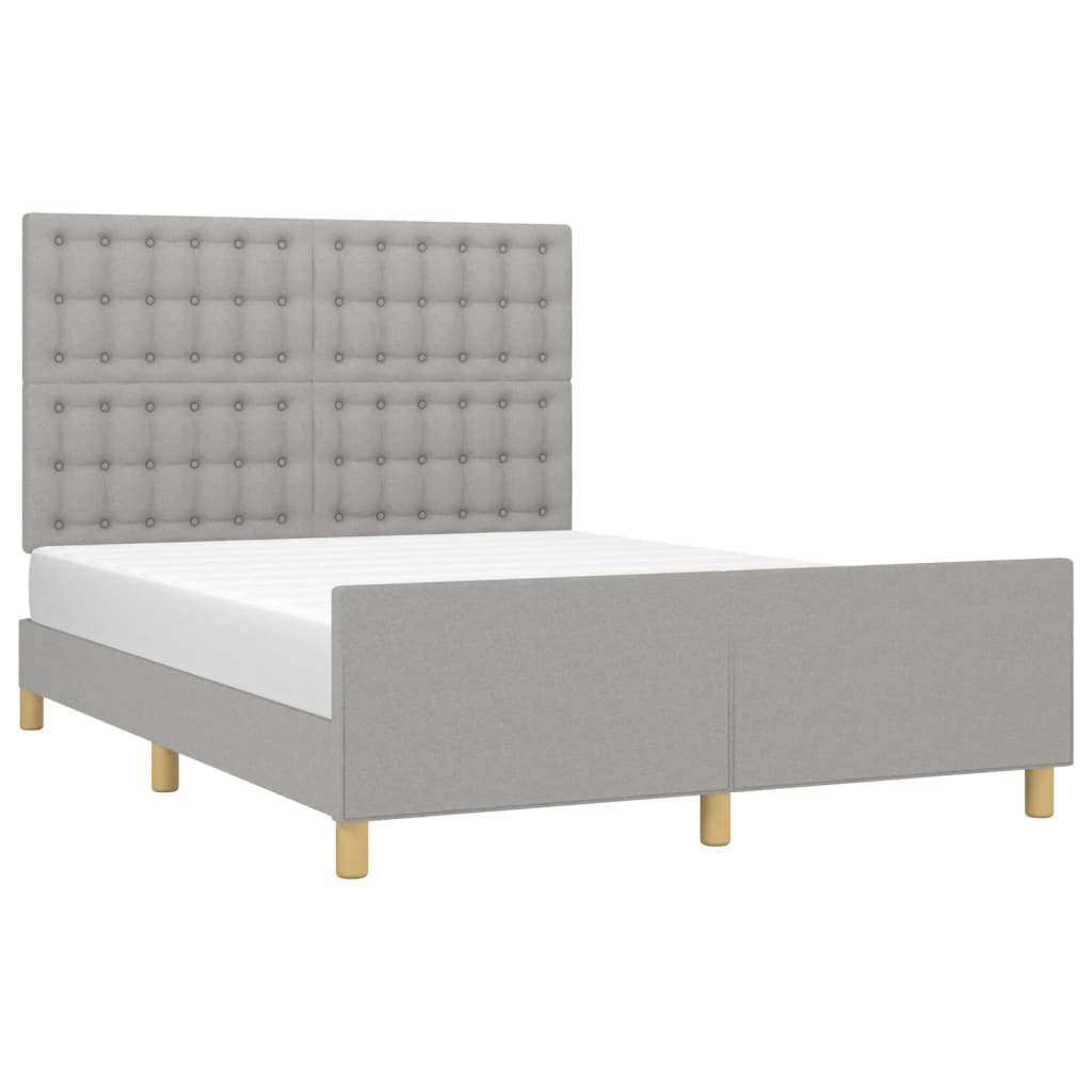 Estrutura de cama sem colchão 140x190 cm tecido cinzento-claro