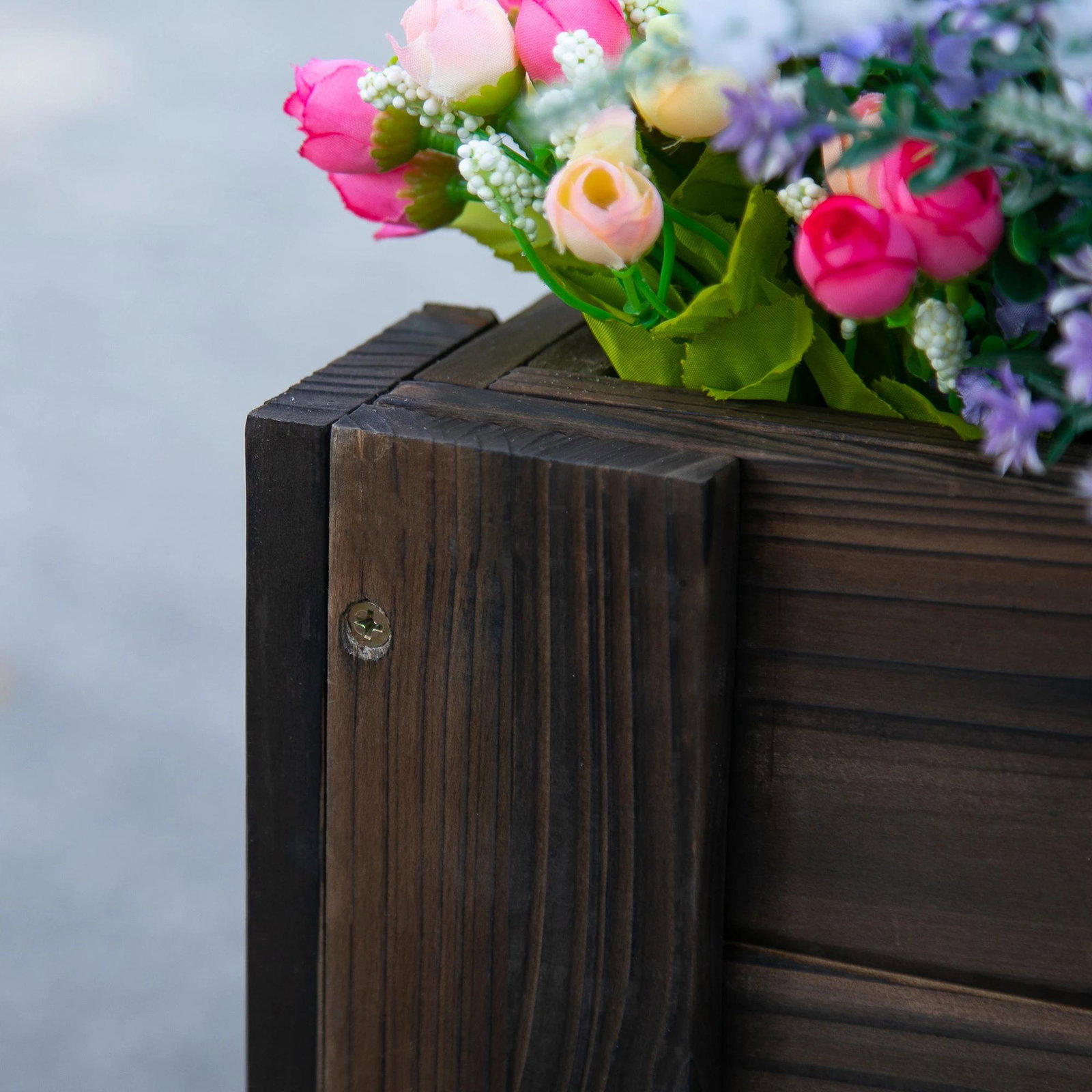 Horta vertical floreira de madeira retangular com pés para flores plantas cultivos 100x36,5x36cm marrom